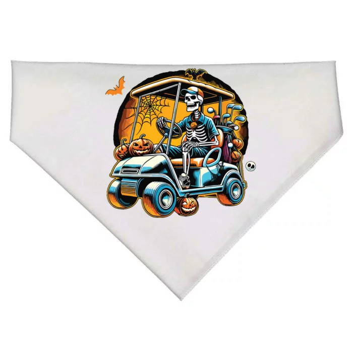 Halloween Skeleton Golf Cart Golfer USA-Made Doggie Bandana