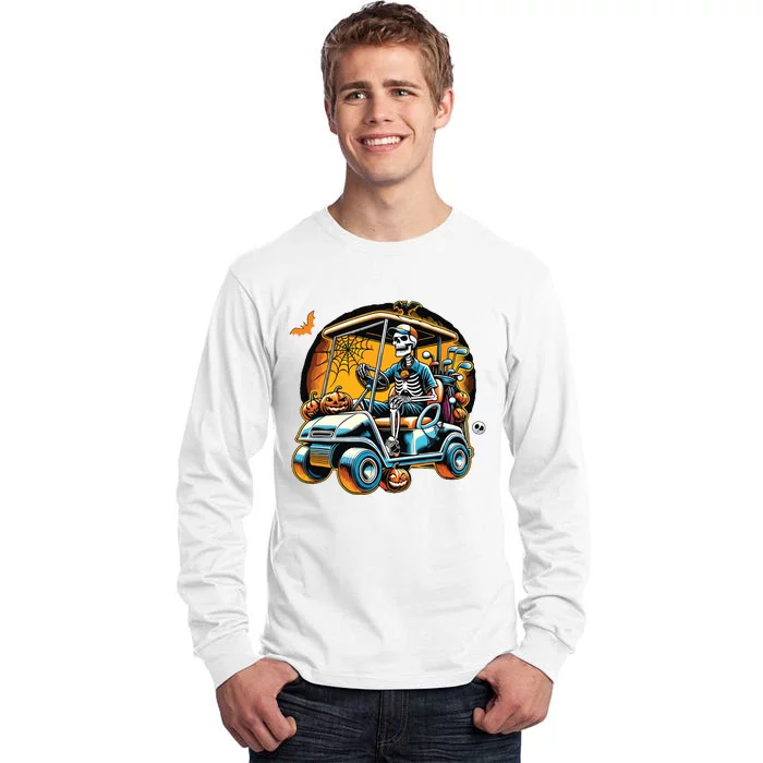 Halloween Skeleton Golf Cart Golfer Tall Long Sleeve T-Shirt