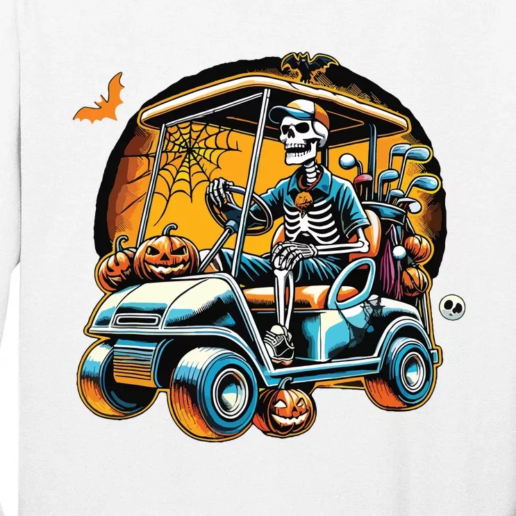 Halloween Skeleton Golf Cart Golfer Tall Long Sleeve T-Shirt