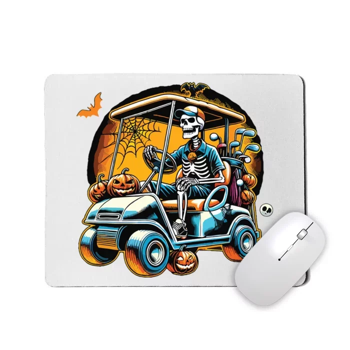 Halloween Skeleton Golf Cart Golfer Mousepad