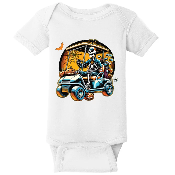 Halloween Skeleton Golf Cart Golfer Baby Bodysuit