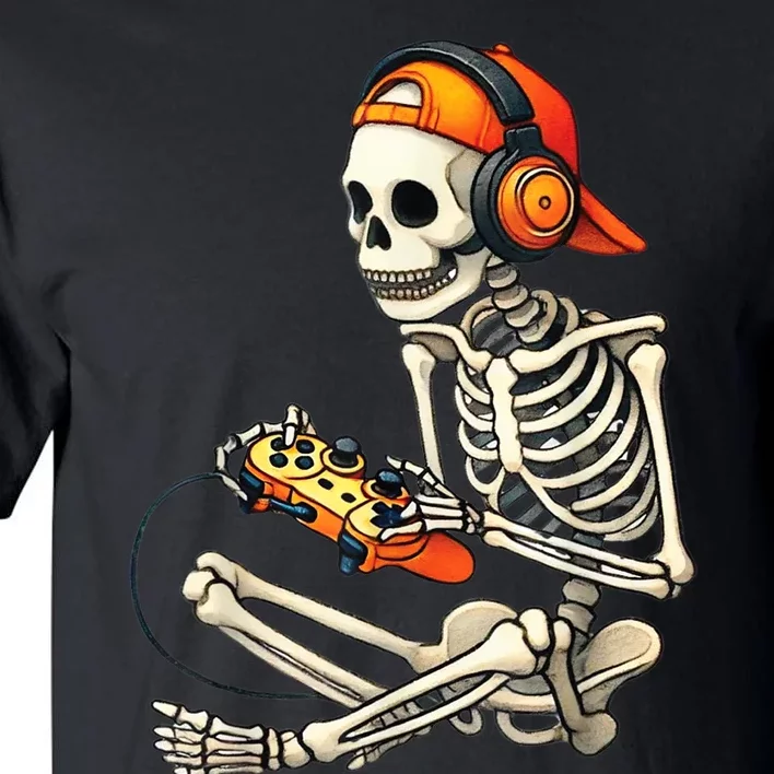 Halloween Skeleton Gamer Video Gaming Tall T-Shirt