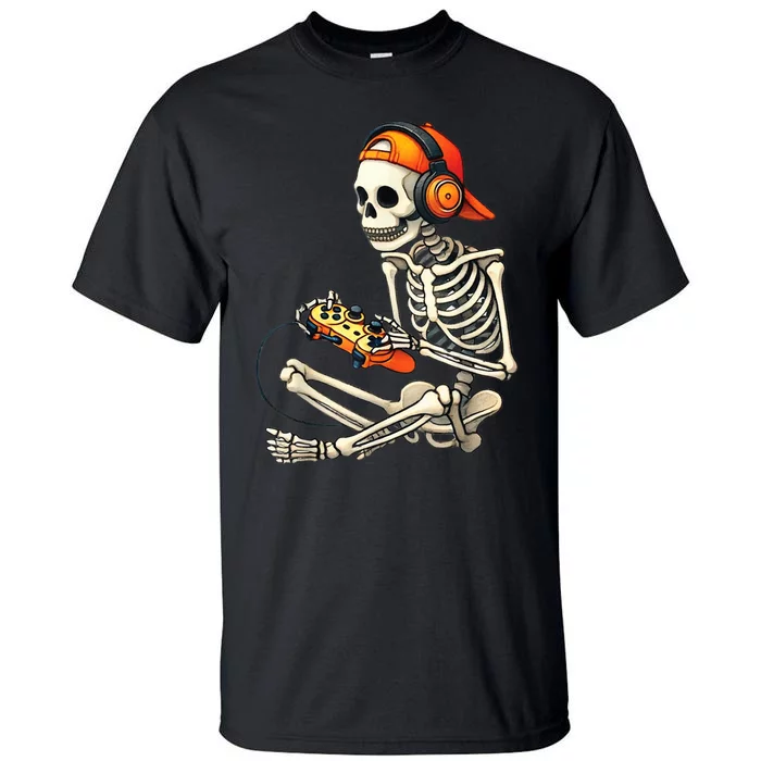 Halloween Skeleton Gamer Video Gaming Tall T-Shirt