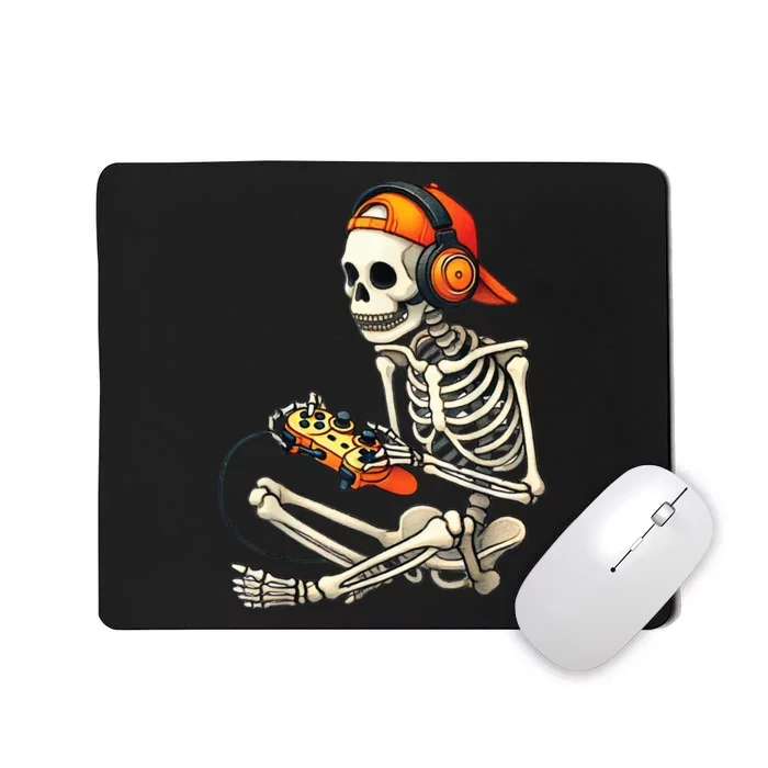 Halloween Skeleton Gamer Video Gaming Mousepad