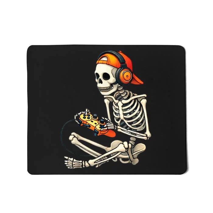 Halloween Skeleton Gamer Video Gaming Mousepad