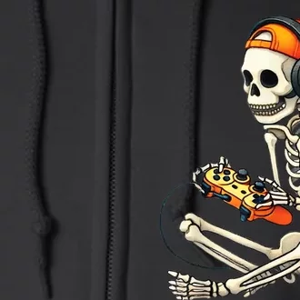 Halloween Skeleton Gamer Video Gaming Full Zip Hoodie