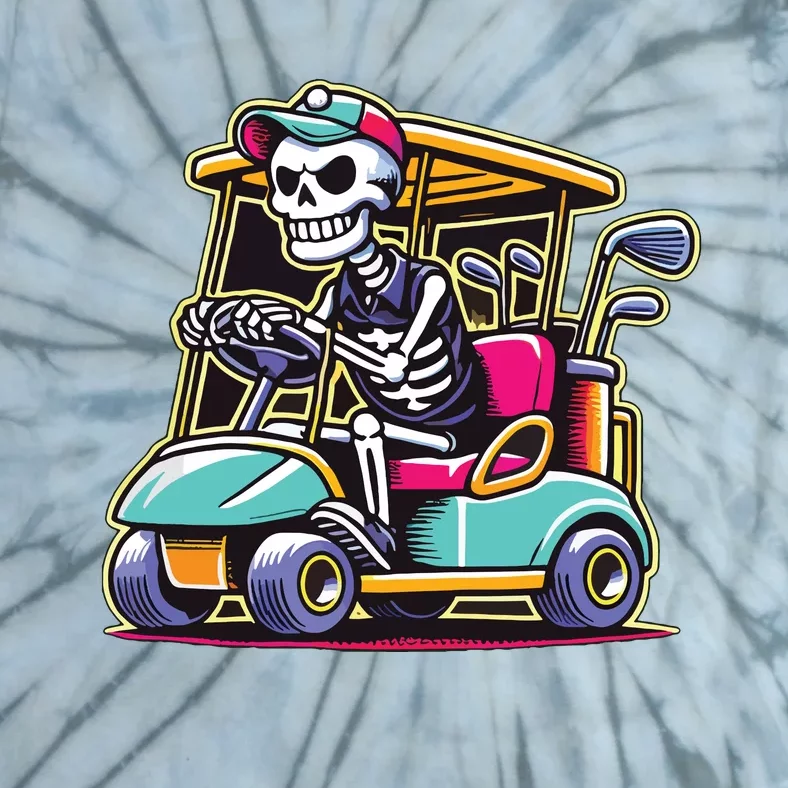 Halloween Skeleton Golf Cart Golfer Tie-Dye T-Shirt