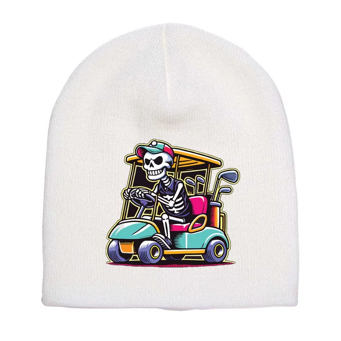 Halloween Skeleton Golf Cart Golfer Short Acrylic Beanie