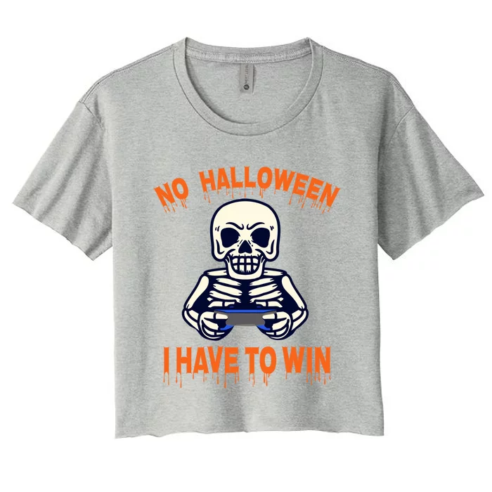 Halloween Skeleton Gamer Funny Gift Women's Crop Top Tee