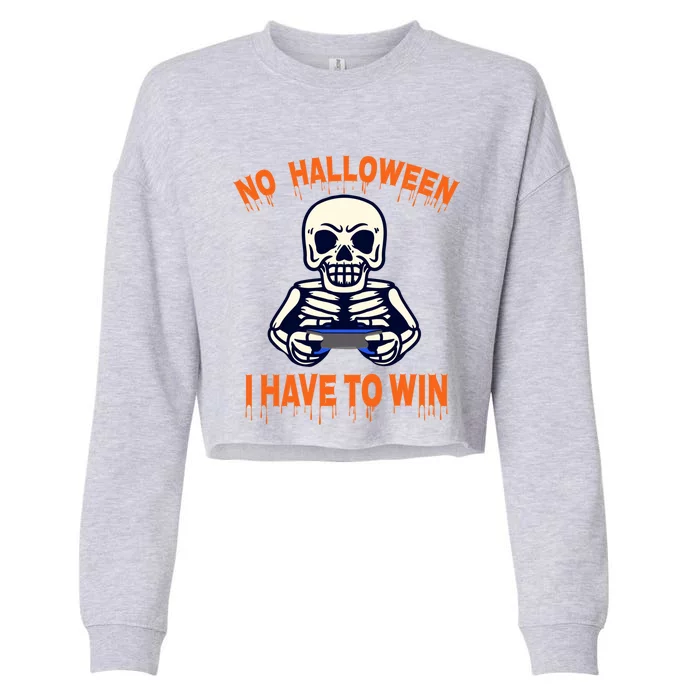 Halloween Skeleton Gamer Funny Gift Cropped Pullover Crew