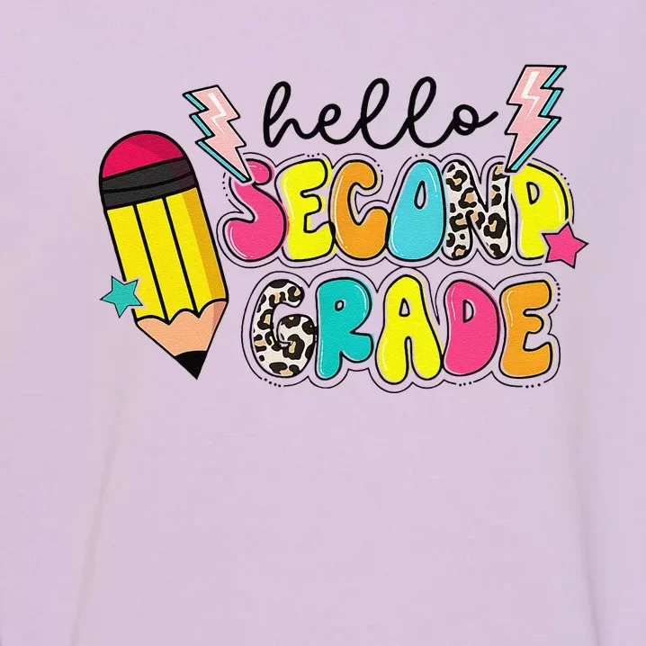 Hello Second Grade Team 2nd Grade Teacher Back To School Garment-Dyed Sweatshirt