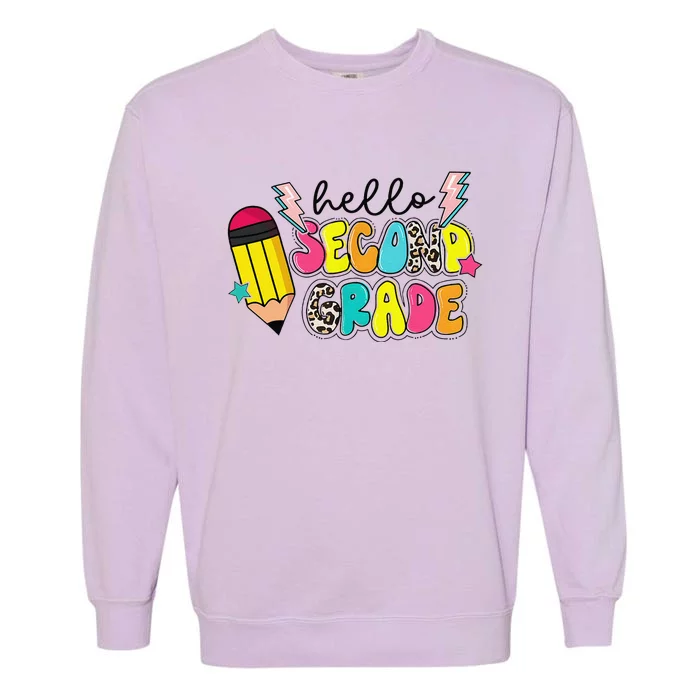 Hello Second Grade Team 2nd Grade Teacher Back To School Garment-Dyed Sweatshirt