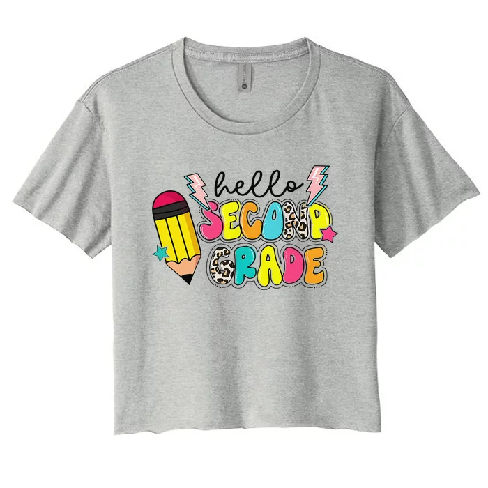 Hello Second Grade Team 2nd Grade Teacher Back To School Women's Crop Top Tee