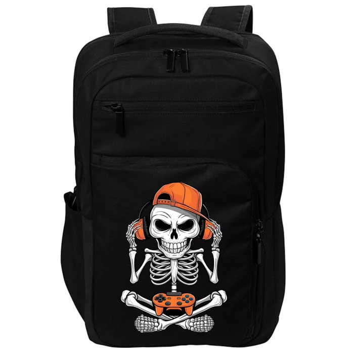 Halloween Skeleton Gamer Video Gaming Impact Tech Backpack