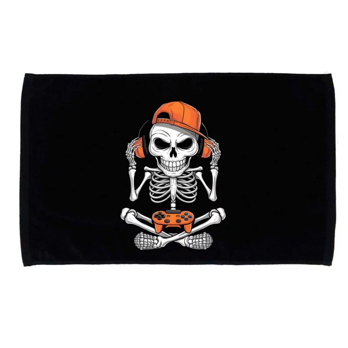 Halloween Skeleton Gamer Video Gaming Microfiber Hand Towel