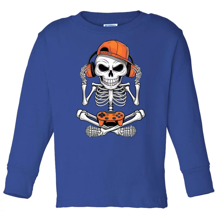 Halloween Skeleton Gamer Video Gaming Toddler Long Sleeve Shirt