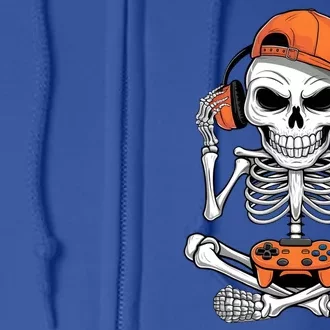 Halloween Skeleton Gamer Video Gaming Full Zip Hoodie