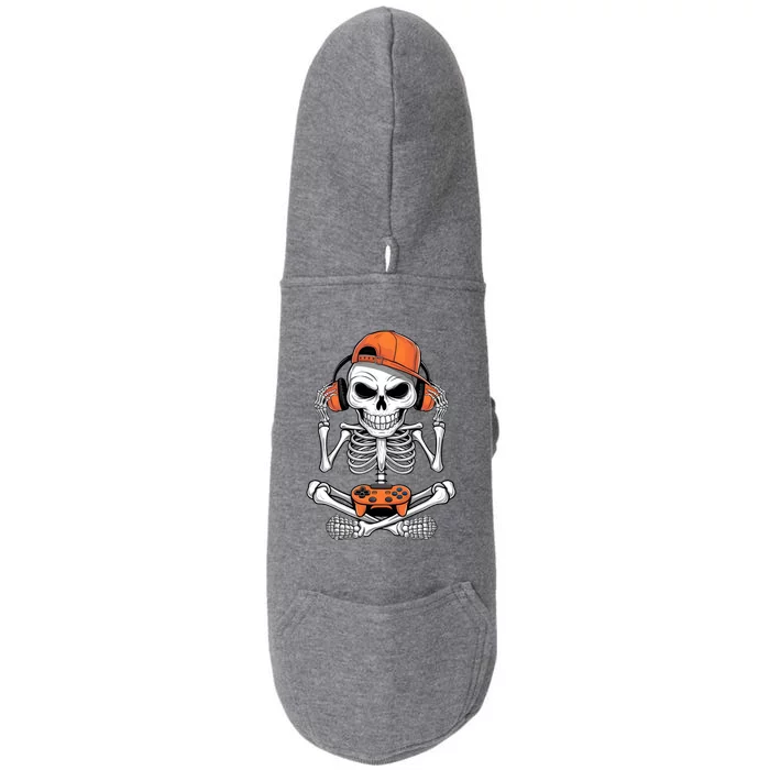 Halloween Skeleton Gamer Video Gaming Doggie 3-End Fleece Hoodie