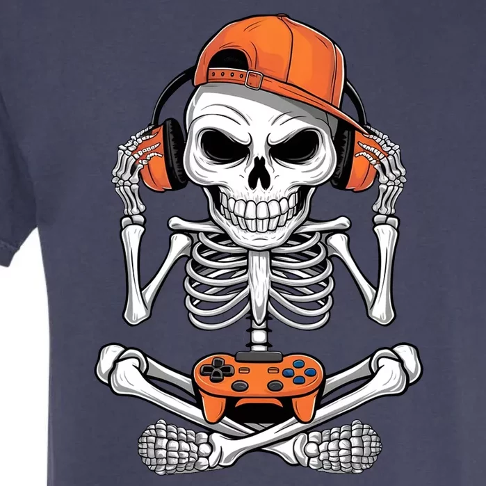 Halloween Skeleton Gamer Video Gaming Garment-Dyed Heavyweight T-Shirt