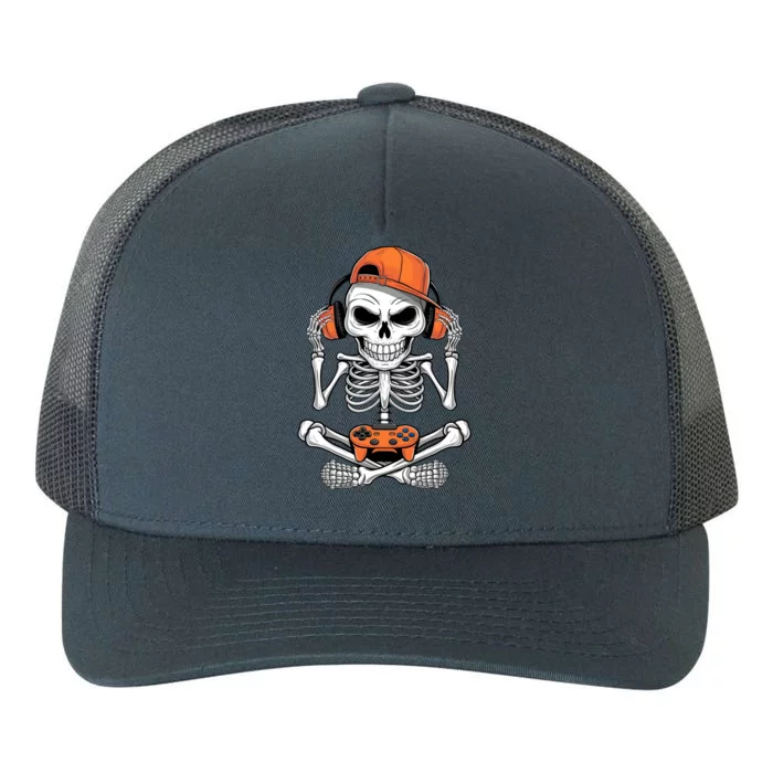 Halloween Skeleton Gamer Video Gaming Yupoong Adult 5-Panel Trucker Hat