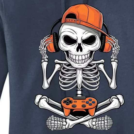 Halloween Skeleton Gamer Video Gaming Women's Pullover Hoodie