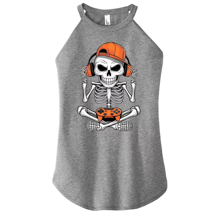 Halloween Skeleton Gamer Video Gaming Women’s Perfect Tri Rocker Tank