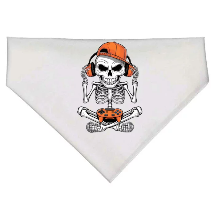 Halloween Skeleton Gamer Video Gaming USA-Made Doggie Bandana