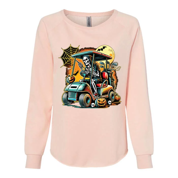 Halloween Skeleton Golf Cart Womens California Wash Sweatshirt