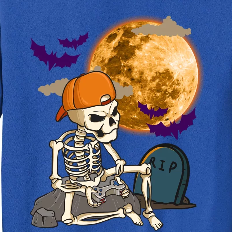 Halloween Skeleton Gamer Playing Video Games In Graveyard Gift Sweatshirt