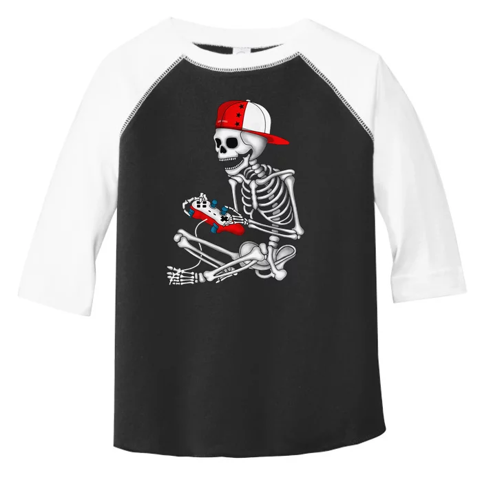 Halloween Skeleton Gamer Video Gaming Gift Toddler Fine Jersey T-Shirt