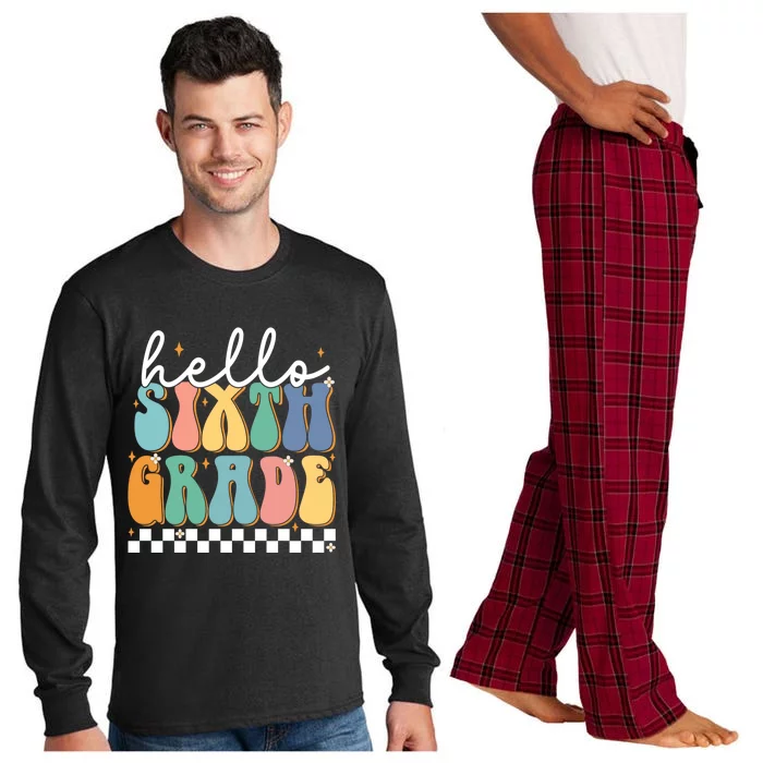 Hello Sixth Grade Groovy 6Th Grade Back School Teacher Gift Long Sleeve Pajama Set