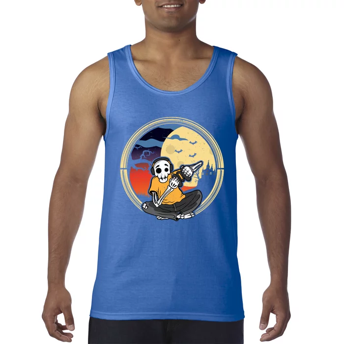 Halloween Skeleton Gamer Playing Videogame Cool Gift Tank Top