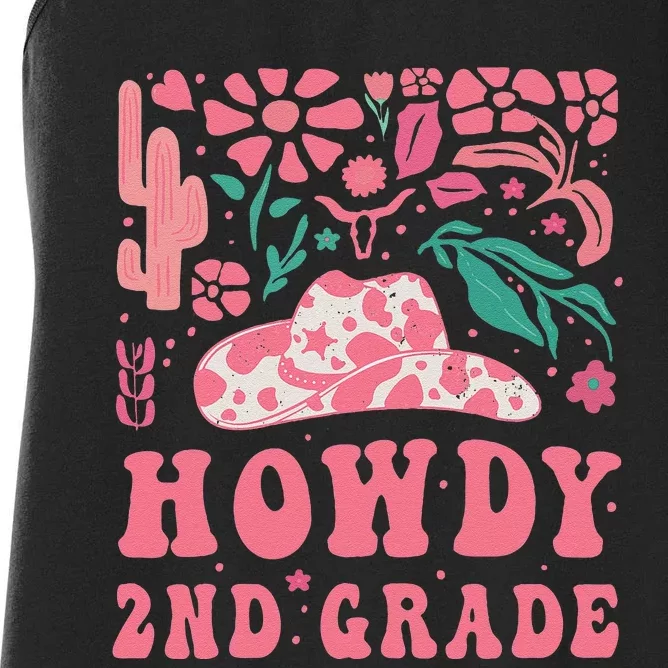 Howdy Second Grade Western Cow 2nd Grade Squad Teacher Women's Racerback Tank