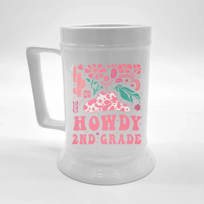 Howdy Second Grade Western Cow 2nd Grade Squad Teacher Front & Back Beer Stein