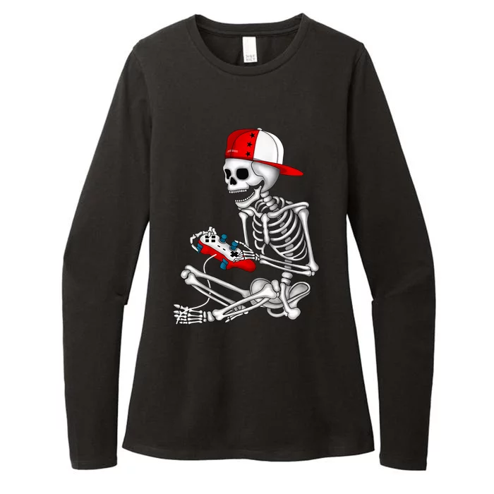 Halloween Skeleton Gamer Video Gaming Gift Womens CVC Long Sleeve Shirt