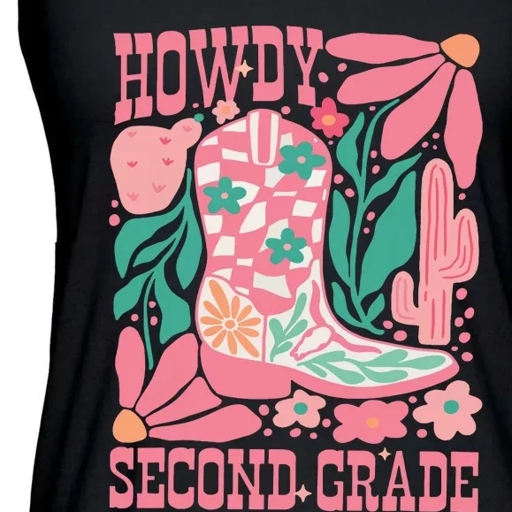 Howdy Second Grade Western 2nd Grade Teacher Cowboy Cowgirl Ladies Essential Flowy Tank