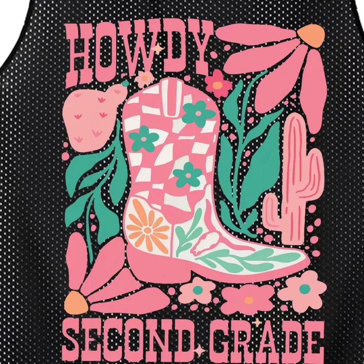 Howdy Second Grade Western 2nd Grade Teacher Cowboy Cowgirl Mesh Reversible Basketball Jersey Tank