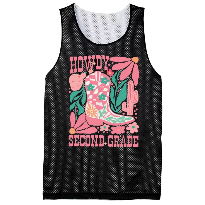 Howdy Second Grade Western 2nd Grade Teacher Cowboy Cowgirl Mesh Reversible Basketball Jersey Tank