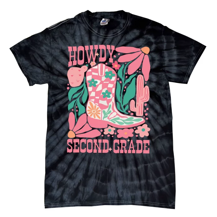 Howdy Second Grade Western 2nd Grade Teacher Cowboy Cowgirl Tie-Dye T-Shirt