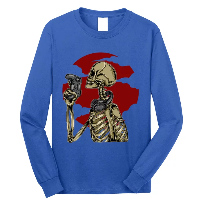 Halloween Skeleton Gamer Cute Gift Long Sleeve Shirt