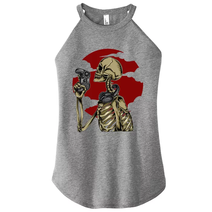 Halloween Skeleton Gamer Cute Gift Women’s Perfect Tri Rocker Tank