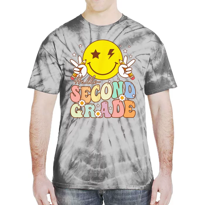 Hello Second Grade Funny Smile Face 2nd Grade Back To School Tie-Dye T-Shirt