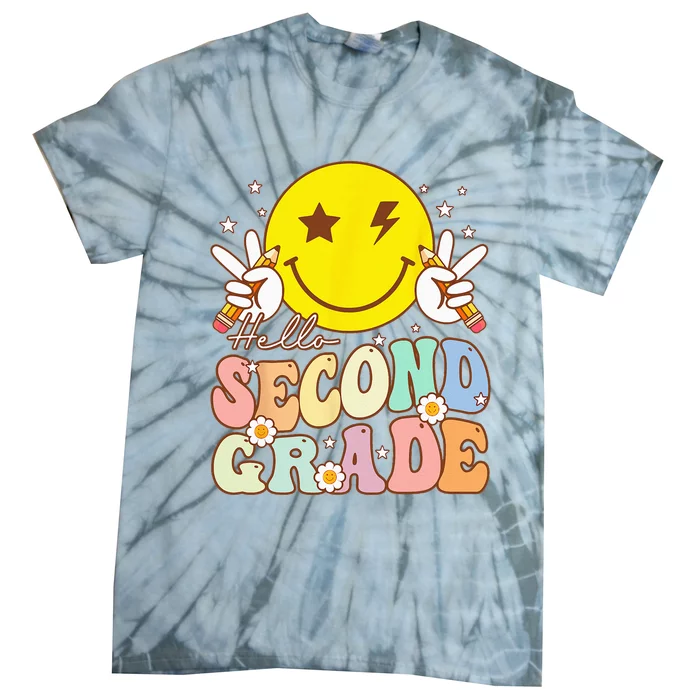 Hello Second Grade Funny Smile Face 2nd Grade Back To School Tie-Dye T-Shirt