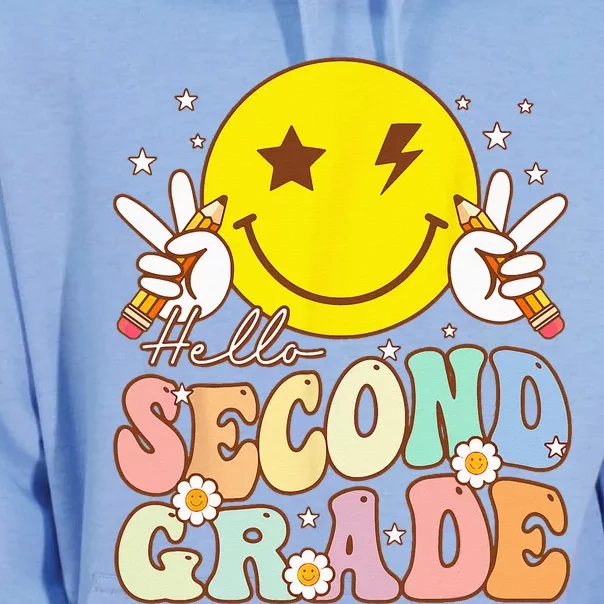 Hello Second Grade Funny Smile Face 2nd Grade Back To School Unisex Surf Hoodie