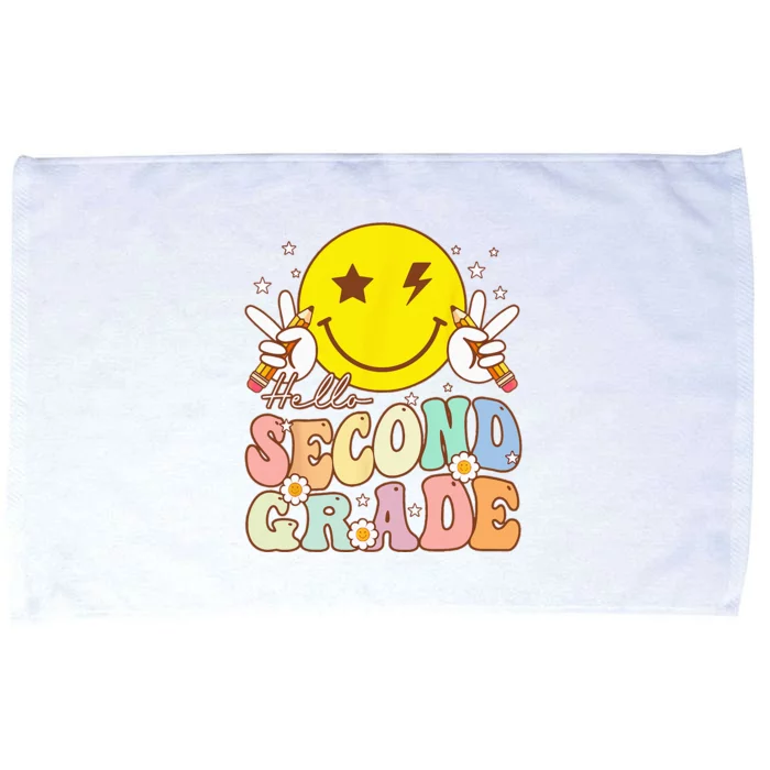 Hello Second Grade Funny Smile Face 2nd Grade Back To School Microfiber Hand Towel