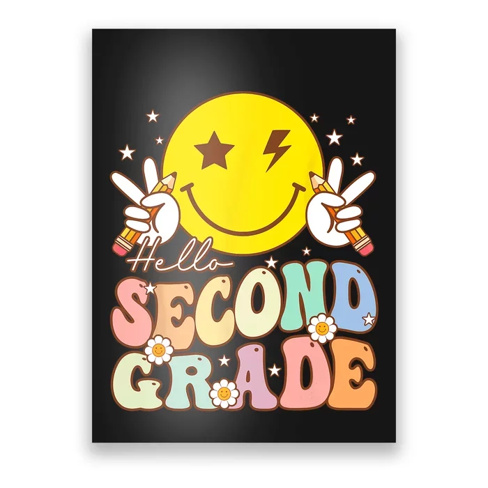 Hello Second Grade Funny Smile Face 2nd Grade Back To School Poster