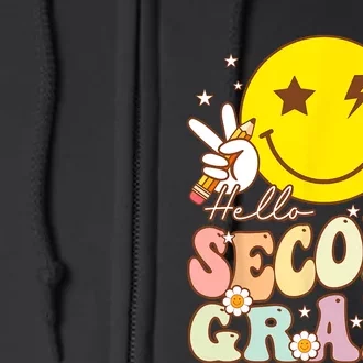 Hello Second Grade Funny Smile Face 2nd Grade Back To School Full Zip Hoodie