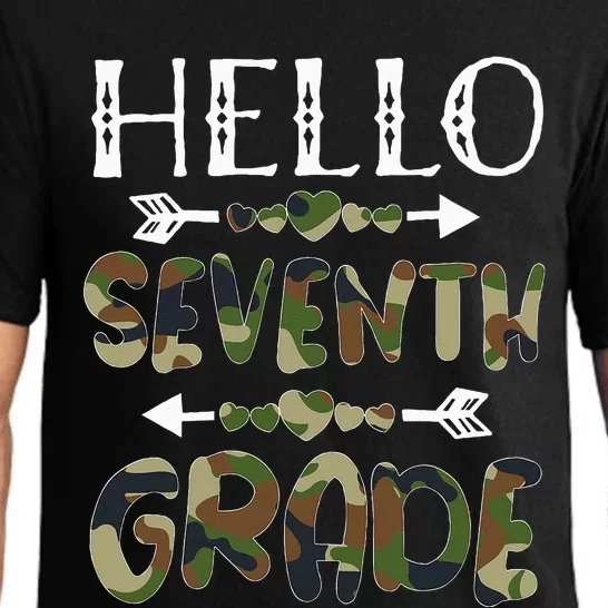 Hello Seventh Grade Back To School 1st Day Camo Teachers Pajama Set