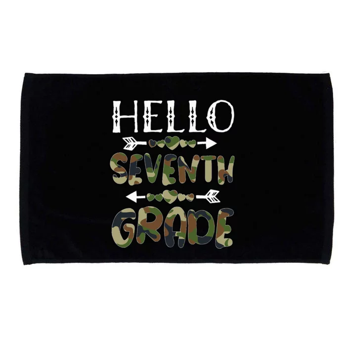 Hello Seventh Grade Back To School 1st Day Camo Teachers Microfiber Hand Towel