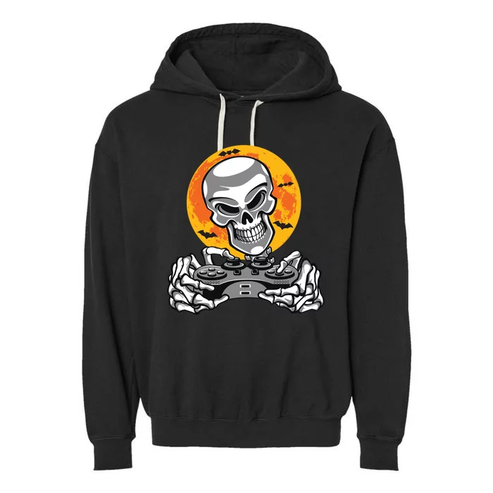 Halloween Skeleton Gamer Video Gaming Teens Gift Garment-Dyed Fleece Hoodie